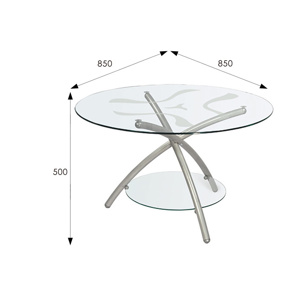 Стол журнальный дуэт 5 металлик стекло прозрачное