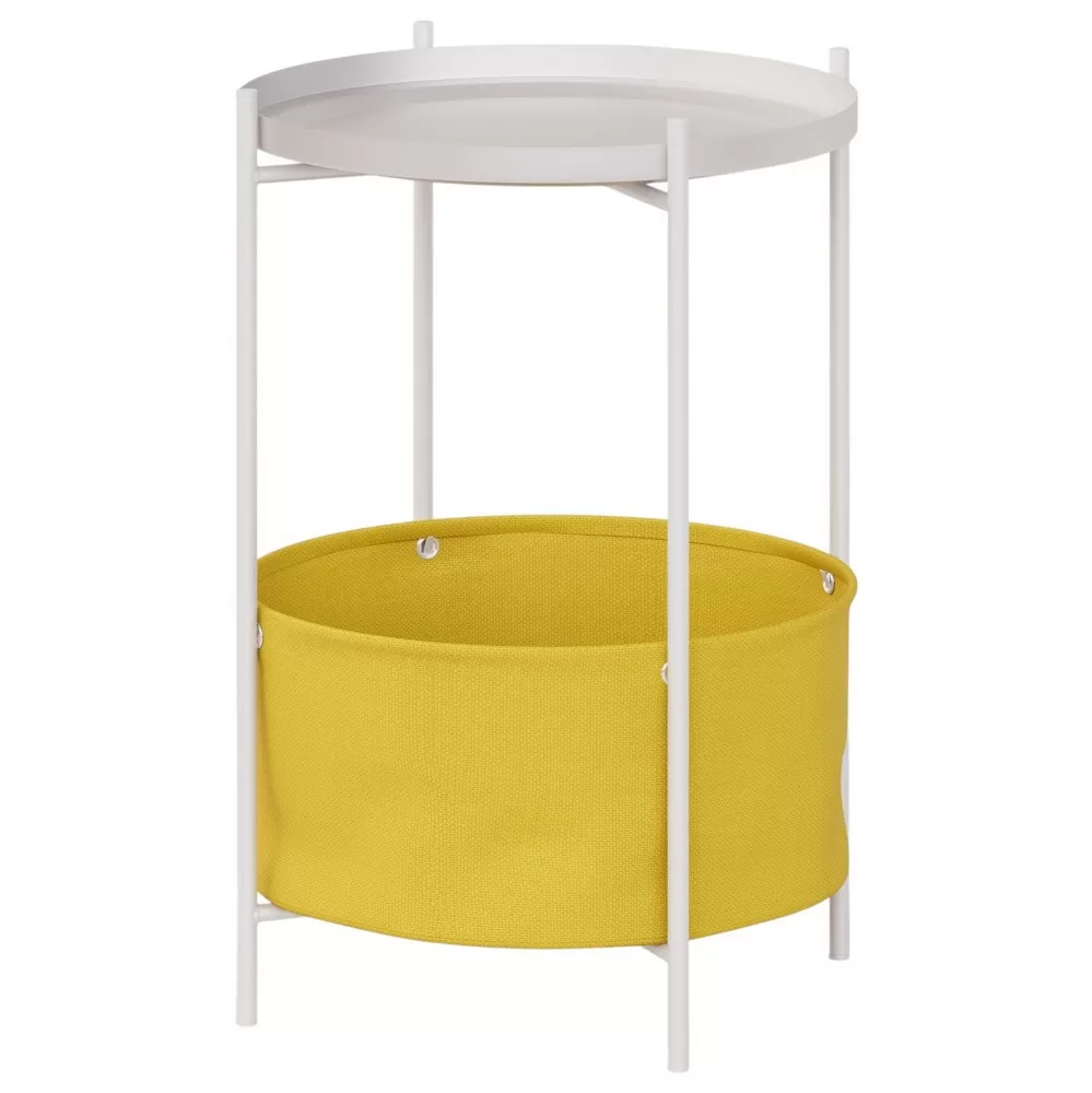 Стол журнальный Элдей рогожка желтый белый_a